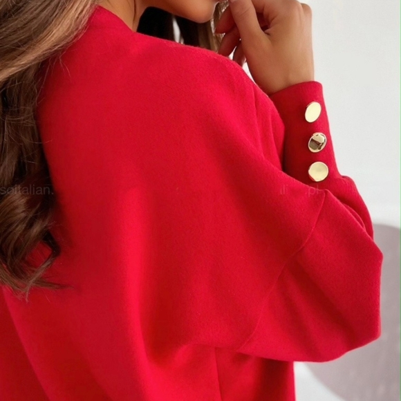 Emily V-Neck Sweatshirt - Red - Picture 5 of 5